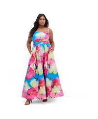 City Chic Women's Rosalee Sleeveless Print Maxi Dress