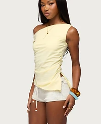 Edikted Women's Ruched Asymmetric Off Shoulder Top