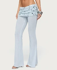 Edikted Women's Zephyra Bead and Sequin Foldover Pants