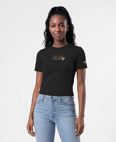 Champion Women's Black New York Knicks Soft Touch T-Shirt