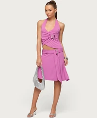 Edikted Women's Fiori Buckle Asymmetric Midi Skirt
