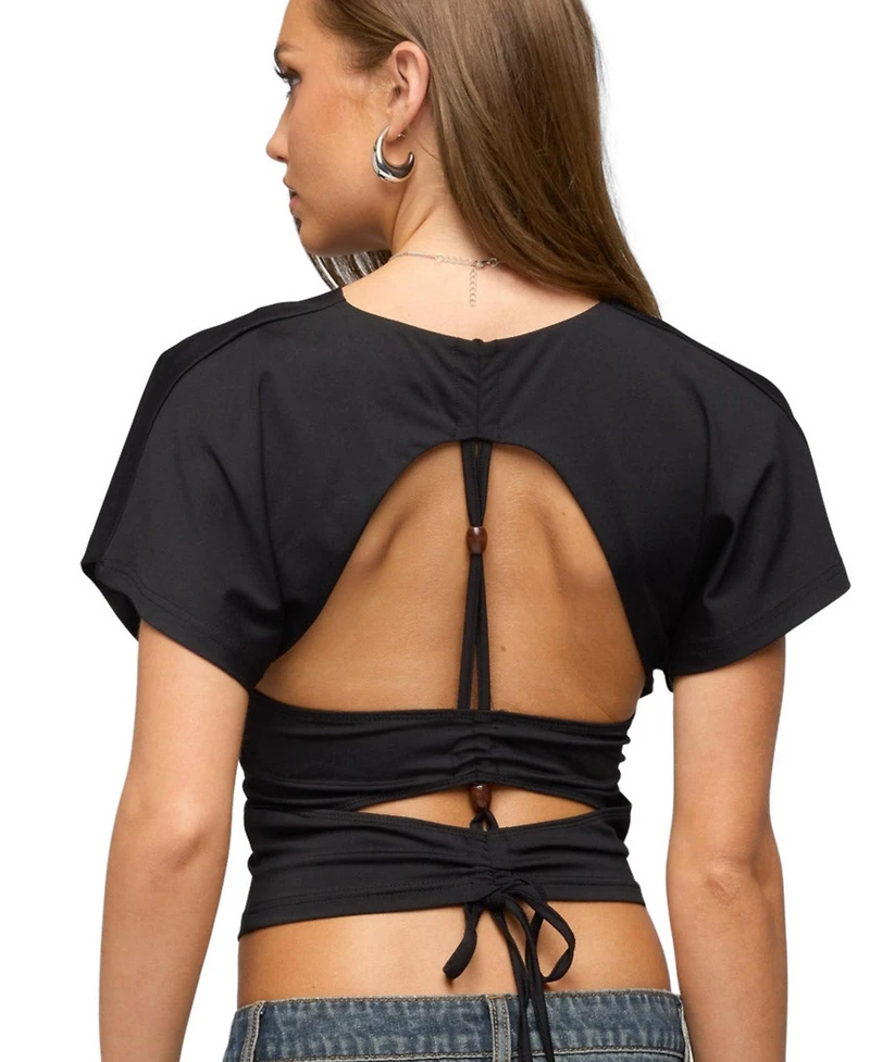 Edikted Women's Salie Back Cutout Flutter Top