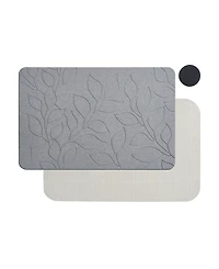 Vcny Home Carved Leaves Diatomite Stone Bath Mat, 16" x 24"