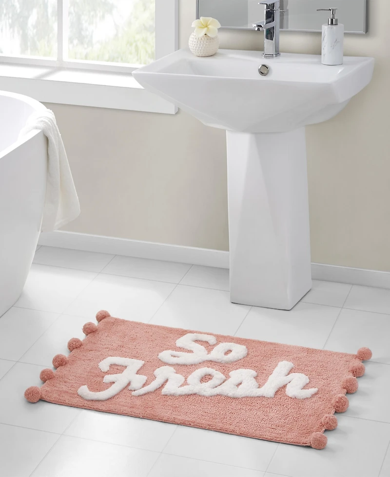 Vcny Home So Fresh Pom Pom Pink Bath Rug, 20" x 32"