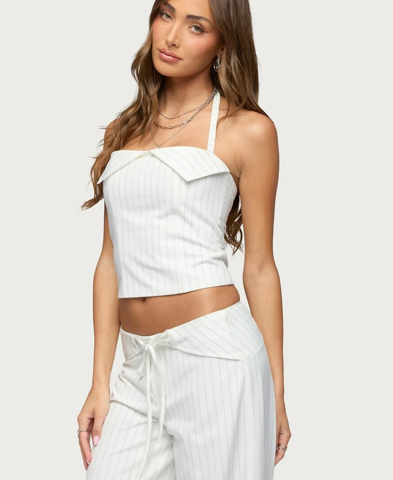 Edikted Women's Parker Pinstripe Halter Top