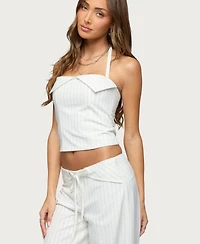 Edikted Women's Parker Pinstripe Halter Top