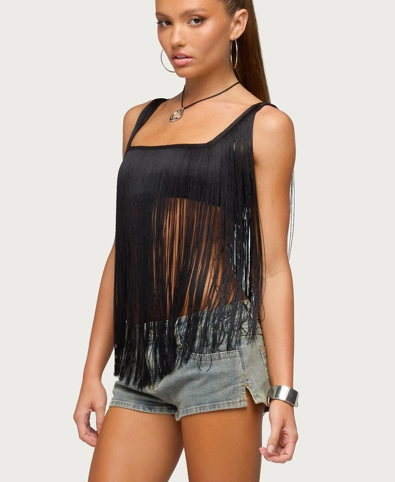 Edikted Women's Eranthe Fringed Crop Top