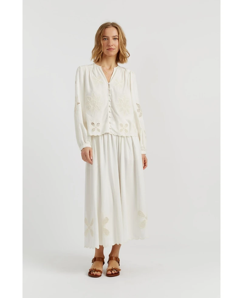 Chinti & Parker Women's Linen-Blend Broderie Blouse