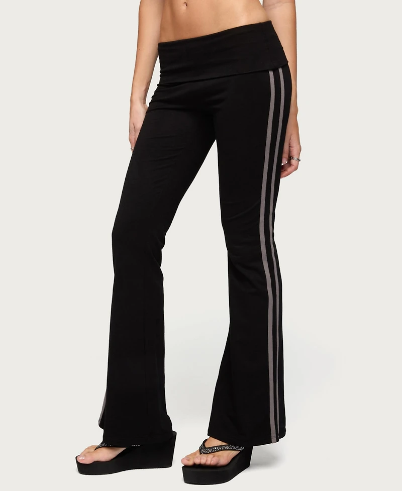 Edikted Women's Charly Foldover Stripey Flared Pants