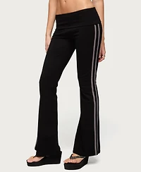 Edikted Women's Charly Foldover Stripey Flared Pants