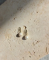 Adornia Gold Natural Freshwater Imitation Pearl Drop Earrings