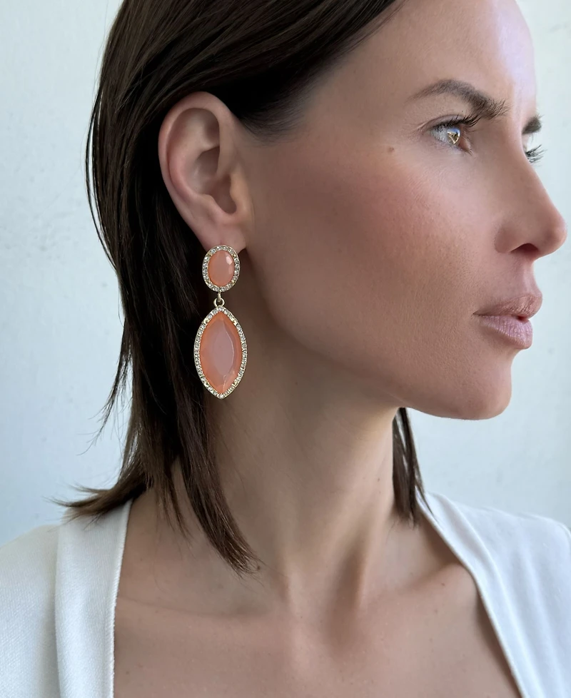 Adornia Gold Crystal Blue Statement Earrings