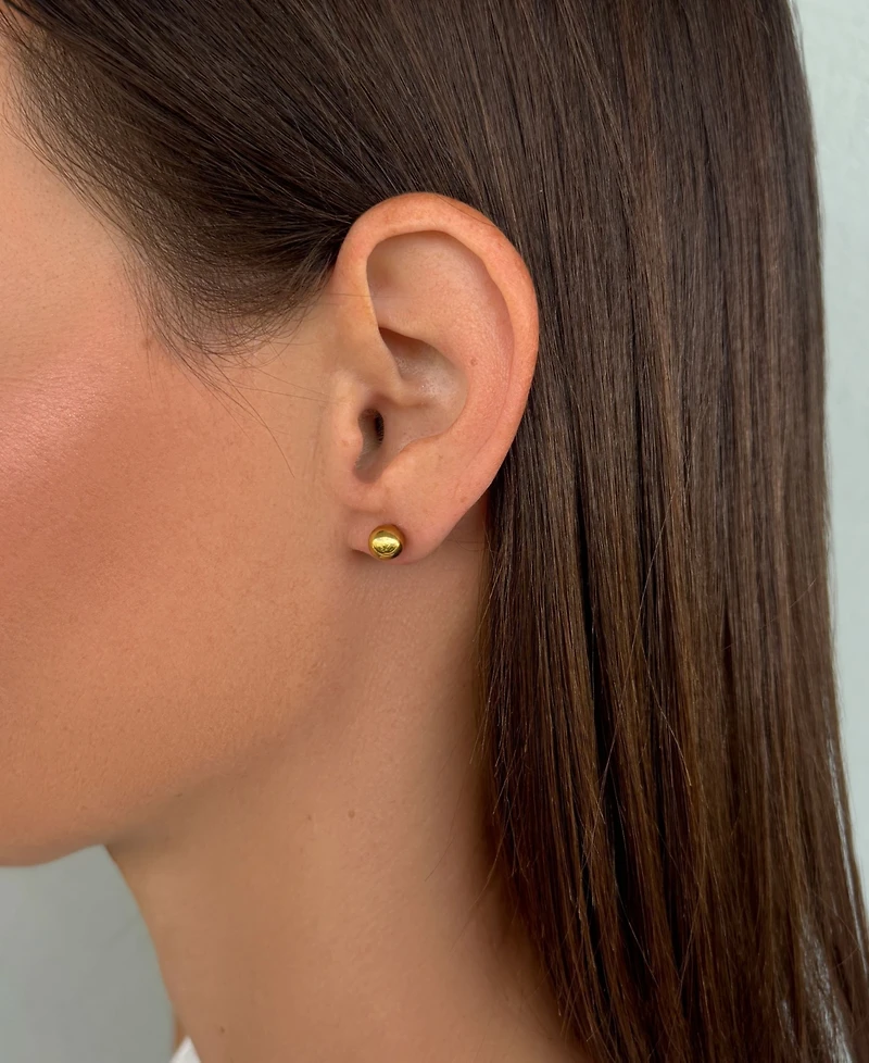 Adornia 5mm Natural Freshwater Imitation Pearl and Gold Ball Stud Earring Set