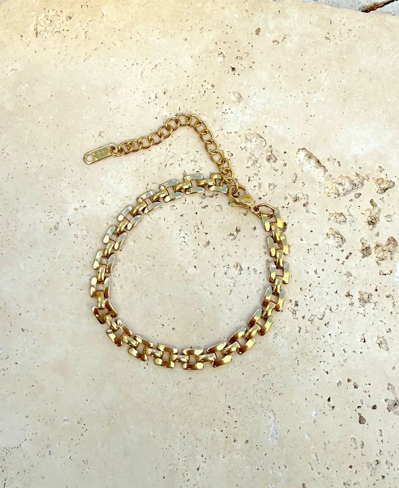 Adornia Tarnish Resistant Gold Grid Chain Bracelet
