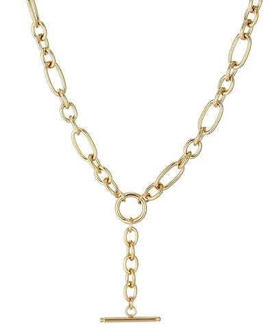 Adornia Tarnish Resistant Gold Mixed Link Y-Necklace