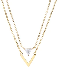 Adornia Gold CZb Set of 2 Triangle Pendant Necklaces