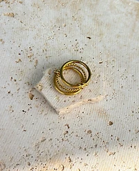 Adornia Tarnish Resistant Gold Four Band Connected Ring Set