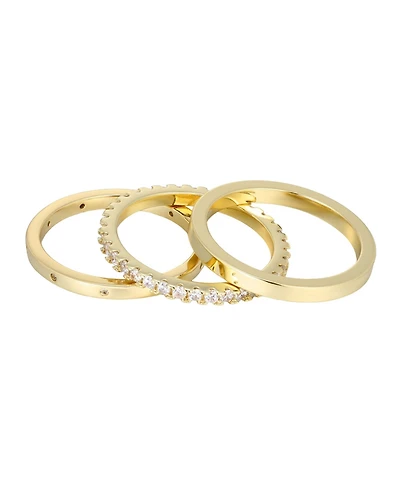 Adornia Gold Cubic Zirconia 3-Band Rings Set