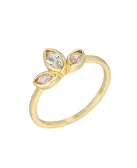 Adornia Gold Cubic Zirconia 3-Deco Petals Ring