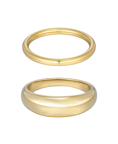 Adornia Tarnish Resistant Gold Chunky Dome Ring Set
