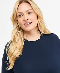 On 34th Plus Meet & Greet Long-Sleeve Top, Macy's Exclusive
