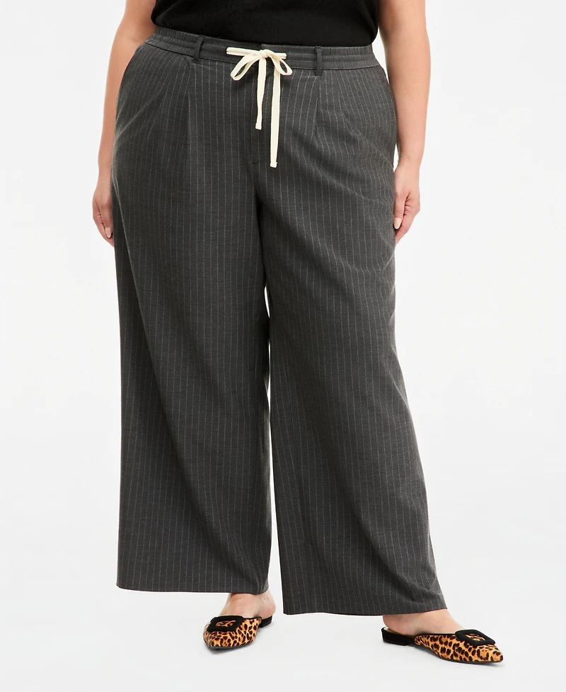 On 34th Trendy Plus Drawstring-Waist Wide-Leg Pants, Macy's Exclusive