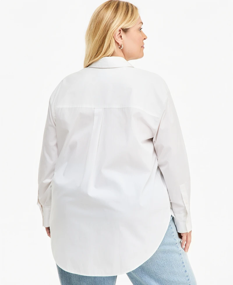 On 34th Plus Size Cotton Relaxed Shirt, Macy's Exclusive