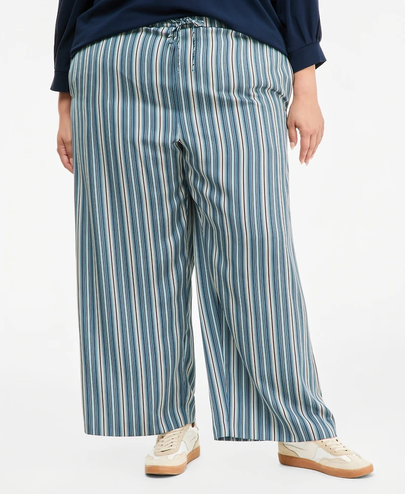 On 34th Trendy Plus Twill Wide-Leg Pants, Macy's Exclusive