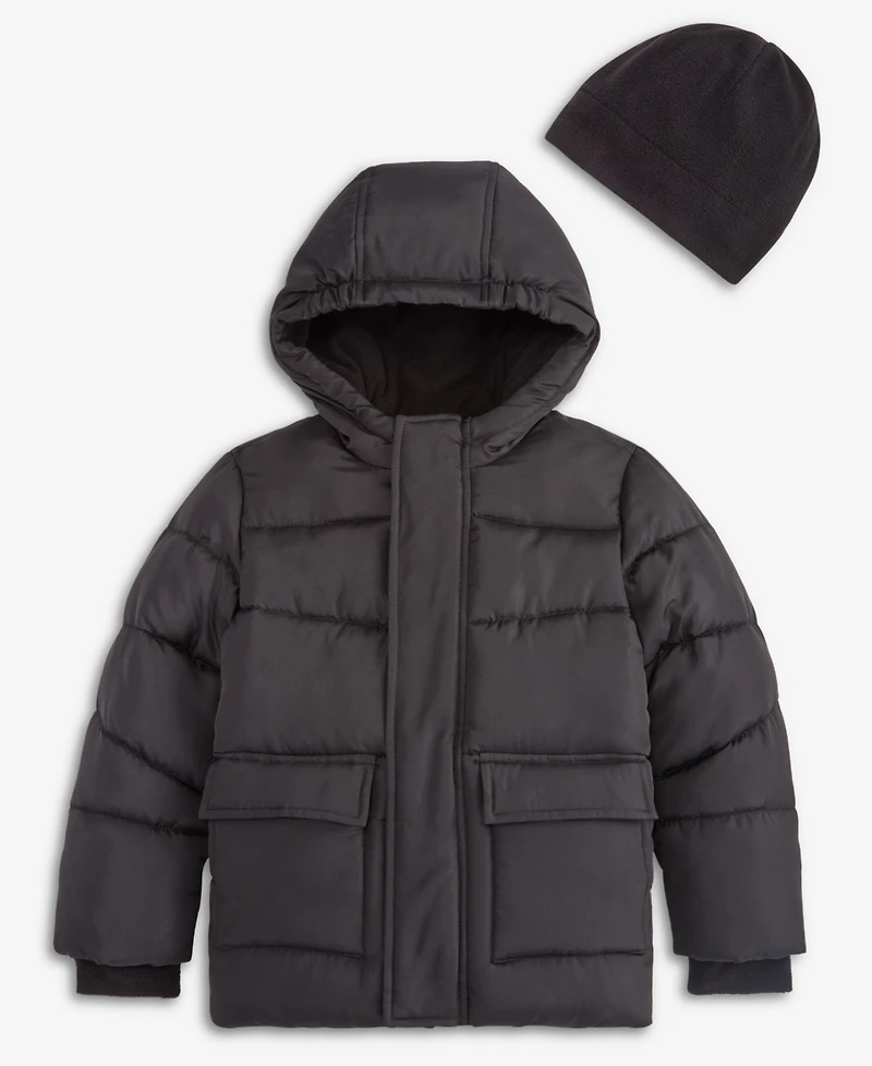 S Rothschild & Co Boys' 2T-5T Solid Quilted Puffer Coat and Fleece Hat (while supplies last)