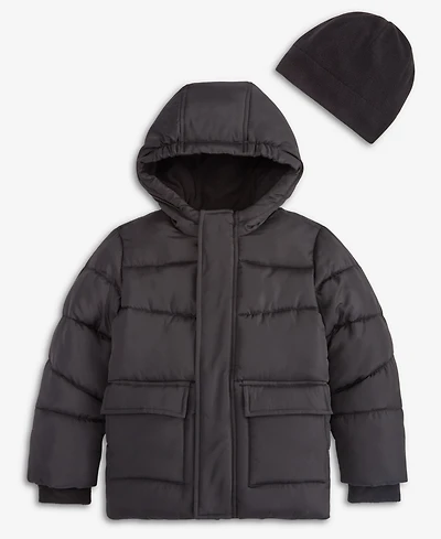 S Rothschild & Co Boys' 2T-5T Solid Quilted Puffer Coat and Fleece Hat (while supplies last)