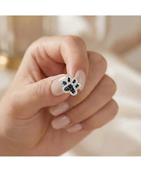 Genevive Dainty White Gold Plated Cz Paws" Stud Earrings