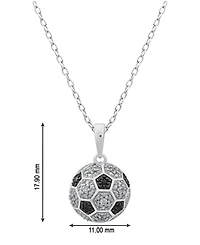 Macy's Black Diamond (0.03 ct. t.w.) & White Diamond (0.07 ct. t.w.) Soccer Ball Pendant Necklace in Sterling Silver