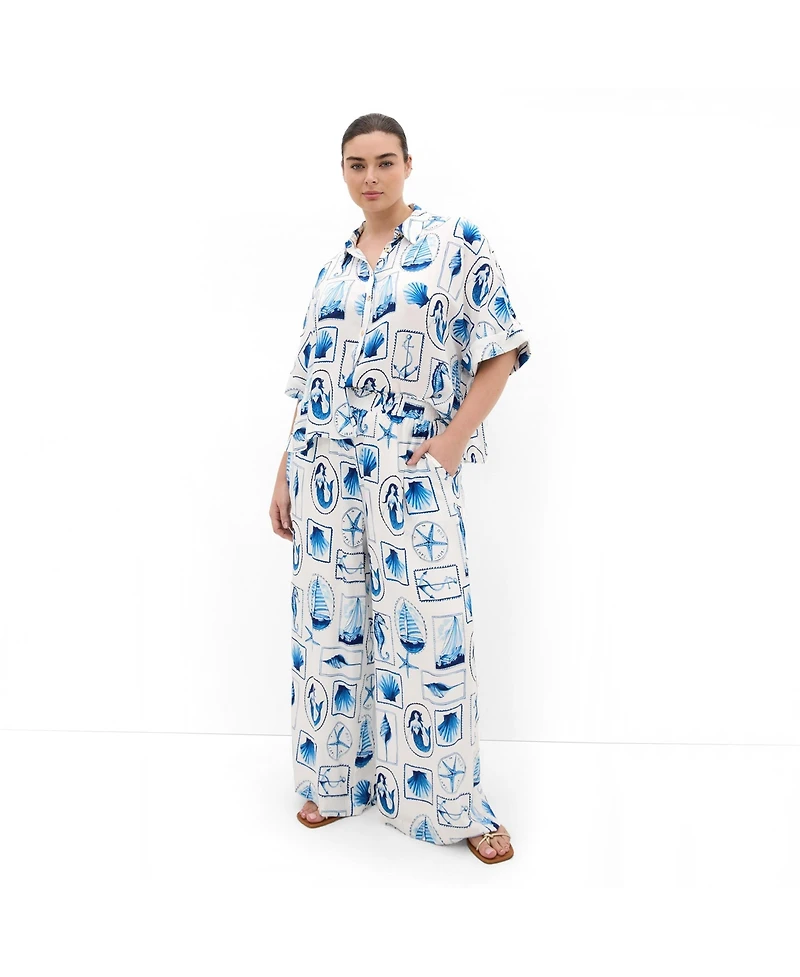 City Chic Plus Liana Amalfi Print Shirt