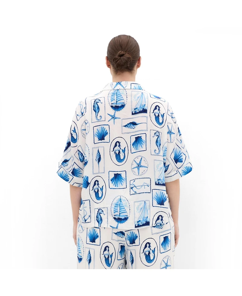 City Chic Plus Liana Amalfi Print Shirt