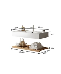 Sillysis Floating Bathroom Vanity with Acrylic Integrated Sink, Wall Mounted Shelf