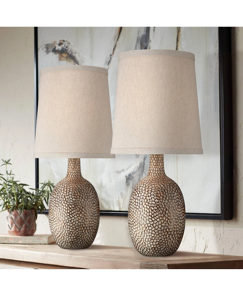 360 Lighting Chalane Accent Table Lamps 23 1/2" High Set of 2 Hammered Linen Shade for Bedroom Living Room Bedside House