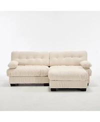 Clihome Modular Sectional Sofa Cloud Couch, Deep Seat L Shaped Couch with Ottoman,Comfy advanced flannelette Loveseat 4 Pillows