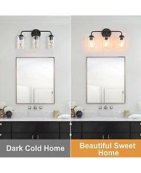 Midola 3-Light with Clear Glass Glacier Shade, Unique Hand-make Lampshade, Industrial Indoor Light Fixture for Living Room Bedroom Over Kitchen Sink