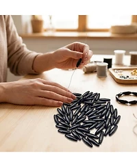 Sevorley 650Pcs Black Acrylic Tube-Shaped Loose Beads for Diy Jewelry
