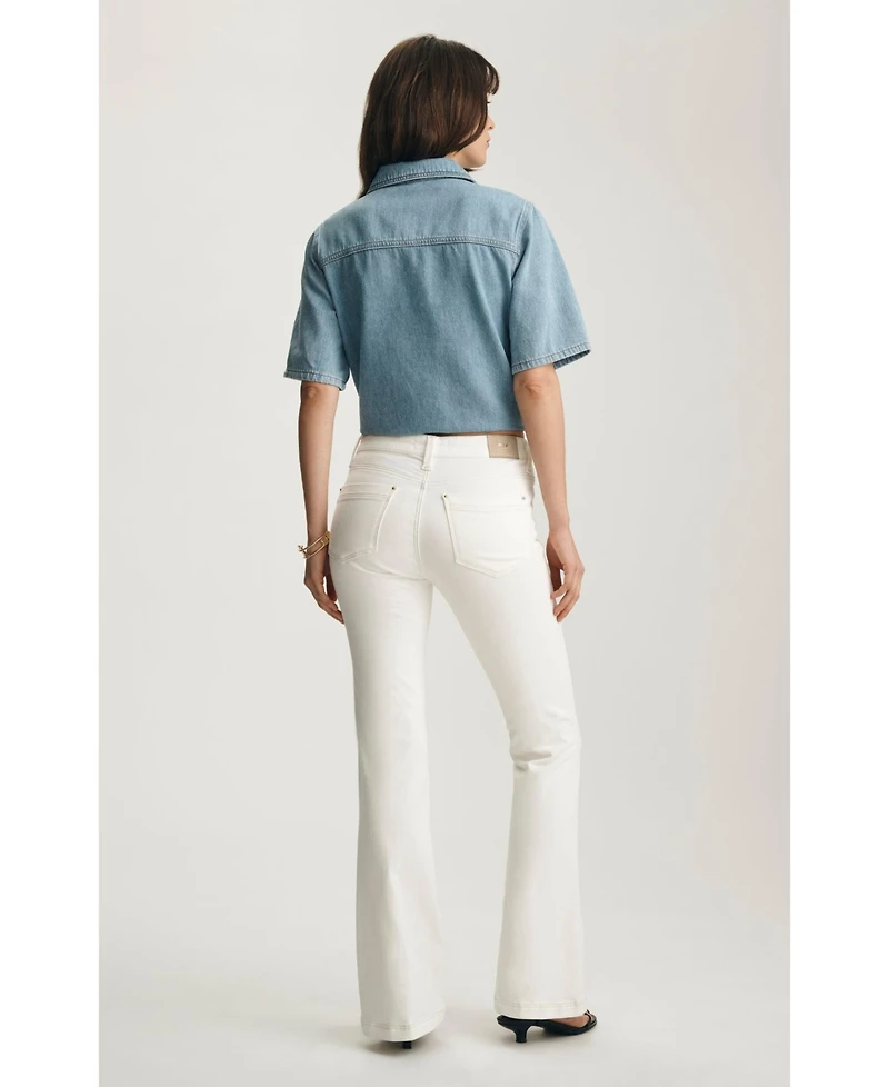 Mavi Jeans Women's Sydney High Rise Flare Off White Gold Premium