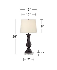 Regency Hill Modern Table Lamps Set of 2 with Round Risers 26" High Usb Charging Ports Touch On Shade for Bedroom Desk Home