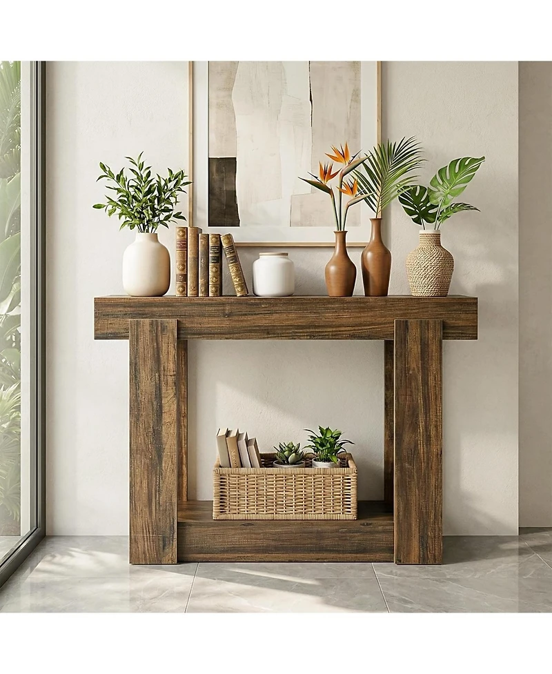 Tribesigns 41.34" Console Table with Storage Shelf, Narrow Entryway Table, Farmhouse Sofa Table Behind Couch