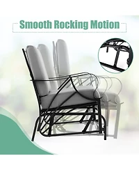 Slickblue Outdoor Glider Rocking Chair with Plush Cushion and Armrests