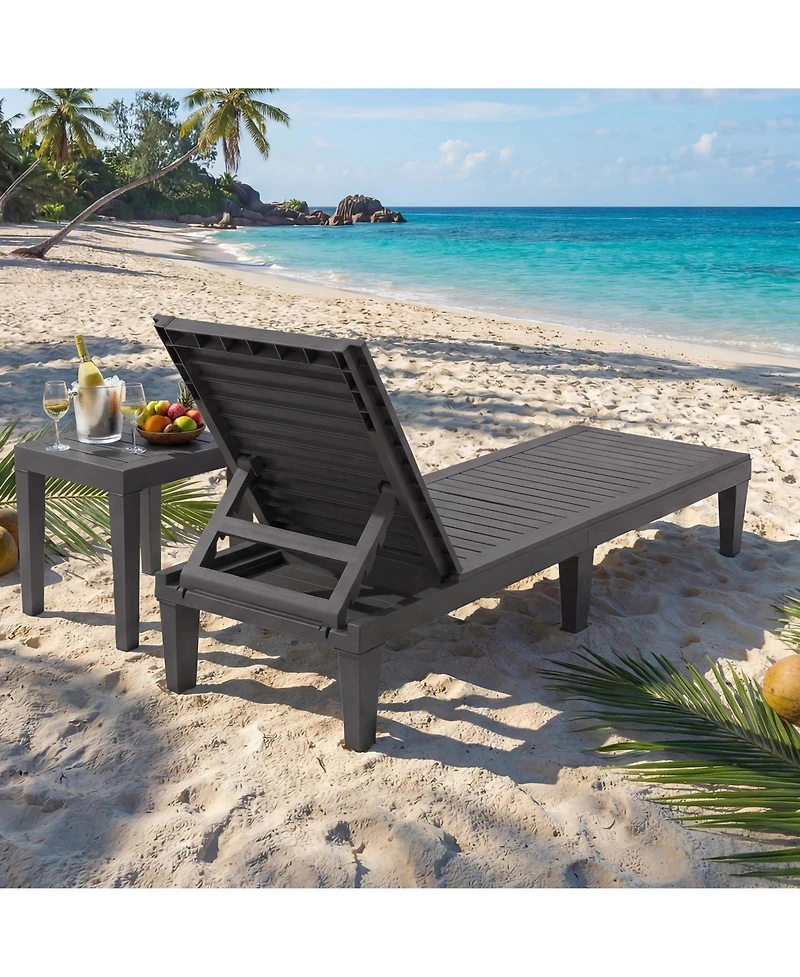 Sugift 5-Position Adjustable Pp Outdoor Chaise Lounge Chair, 75 x 23 in