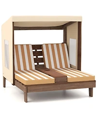 Sugift Kids Double Patio Lounge Chair with Detachable Canopy and Cup Holders, 37 x 33.5 in