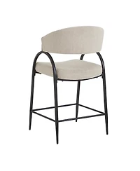 Rainsken 25 inch Seat Height Modern Fabric Bar Stools, Counter Height Chairs Set of 2 with Curved Backrest and Metal Frame for Kitchen Island