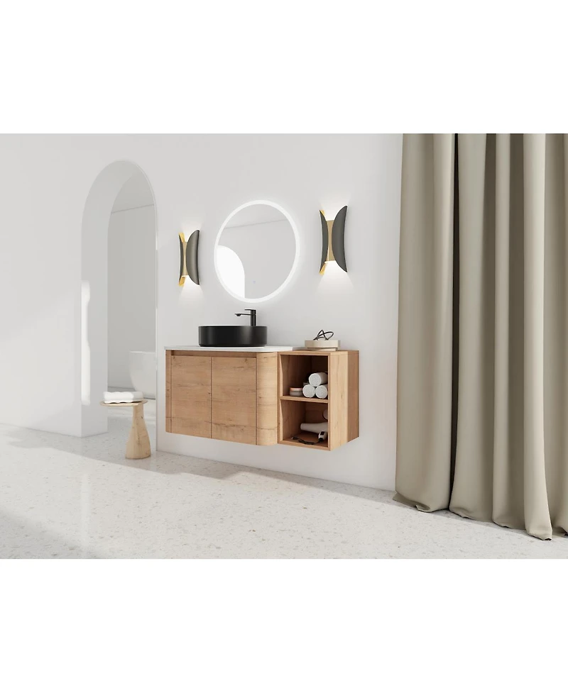 Sillysis Wall Mounted Bathroom Vanity with Ceramic Vessel Sink