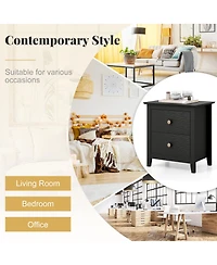 Slickblue Modern Nightstand with 2 Drawers for Small Spaces