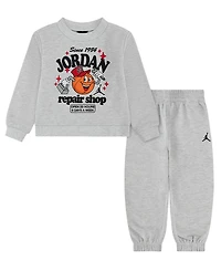 Jordan Boys' 4-7 Striped Fleece Long-Sleeve Top and Pants, 2-Piece Set
