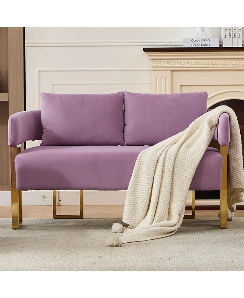 Streamdale Furniture Ts Modern Velvet Side Chair with Gold Metal Legs Lilac (Combo Set)